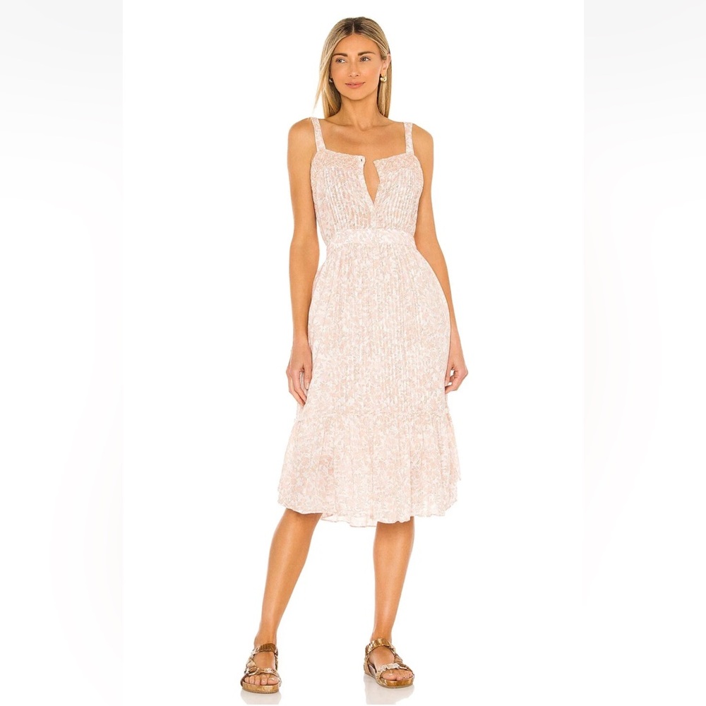 LoveShackFancy Tove Pintucked Dress, Midi, Prairie, Feminine, Floral, Women sz 6